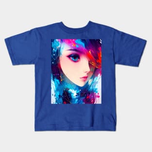 Abstract art of an anime girl, closeup view of beautiful eye Kids T-Shirt